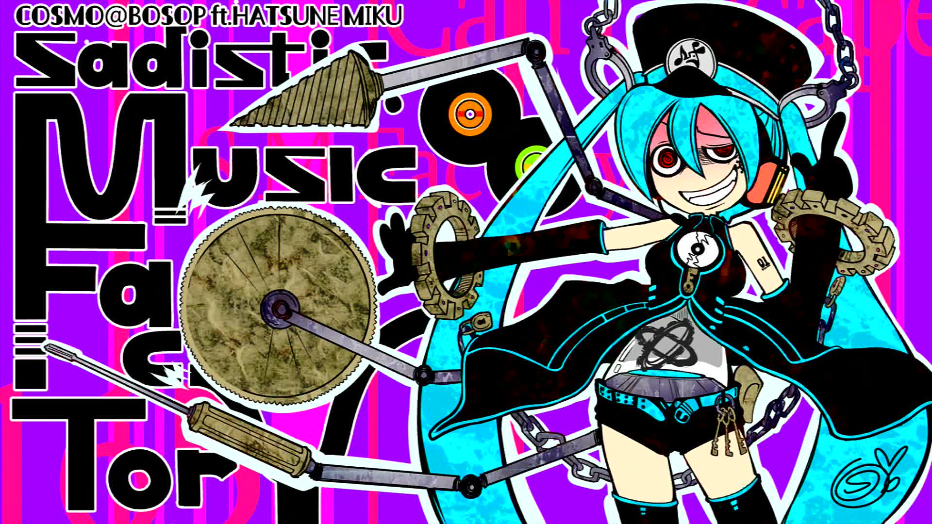 1girl, artist_name, belt, blue_belt, blue_hair, cd, chain, cosmo_(bousoup)