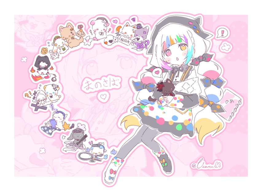 !, 1girl, animalization, beret, black_boots, black_jacket, black_pantyhose, black_skirt