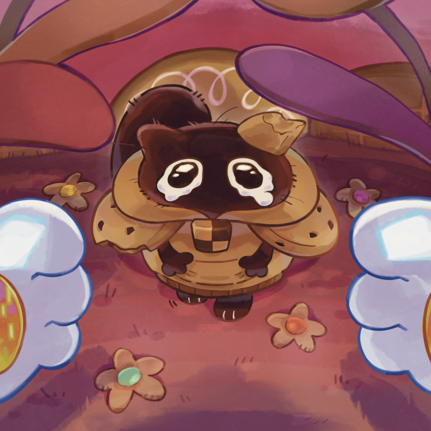 1other, animal_hands, black_cat, black_eyes, black_tail, cat, cat_paws, checkerboard_cookie
