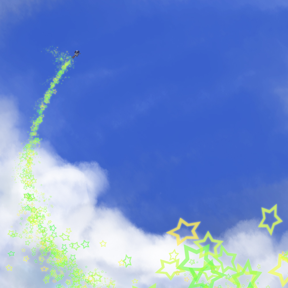 asa_inu, broom, cloud, clouds, flying, hat, kirisame_marisa, sky