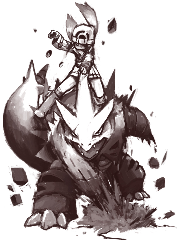 boots, coat, epic, gianoa, hat, hikari_(pokemon), hikari_(pokemon)_(remake), monochrome