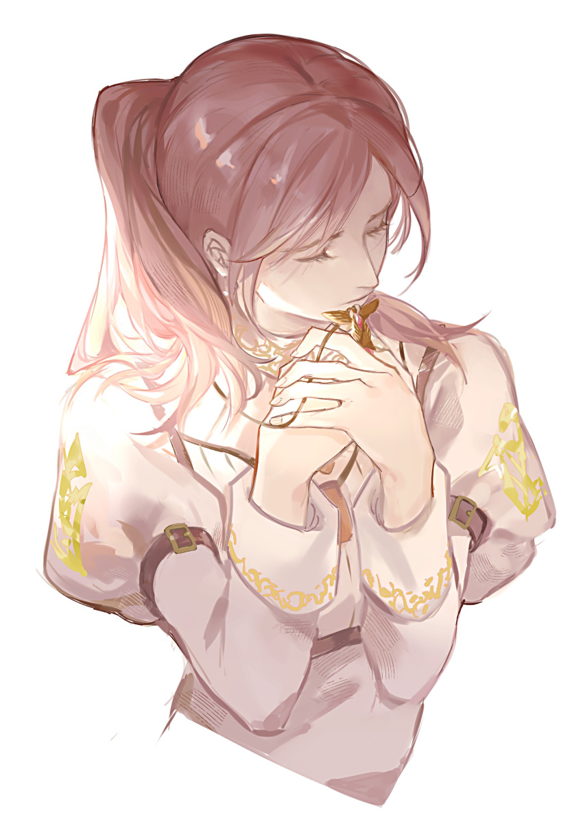 1girl, absurdres, brown_hair, chinese_commentary, closed_eyes, closed_mouth, commentary_request, devil_may_cry_(series)