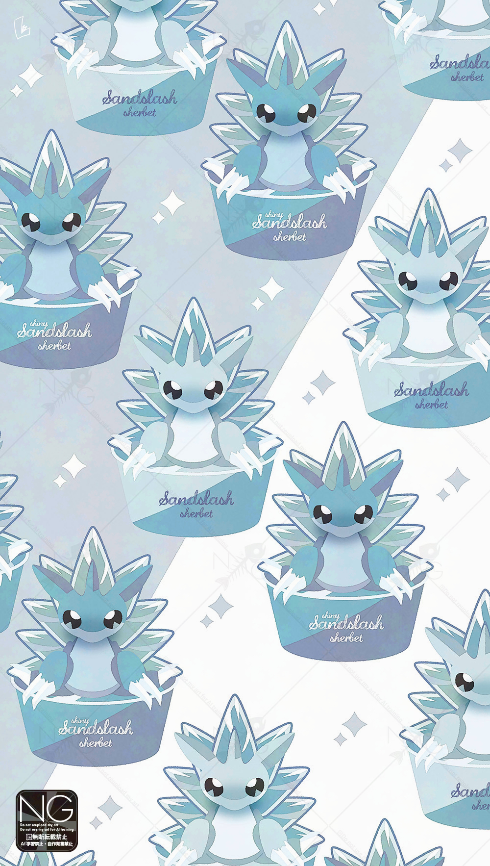 alolan_sandslash, alternate_color, claws, commentary, cup, diamond_(shape), highres, ice_spikes