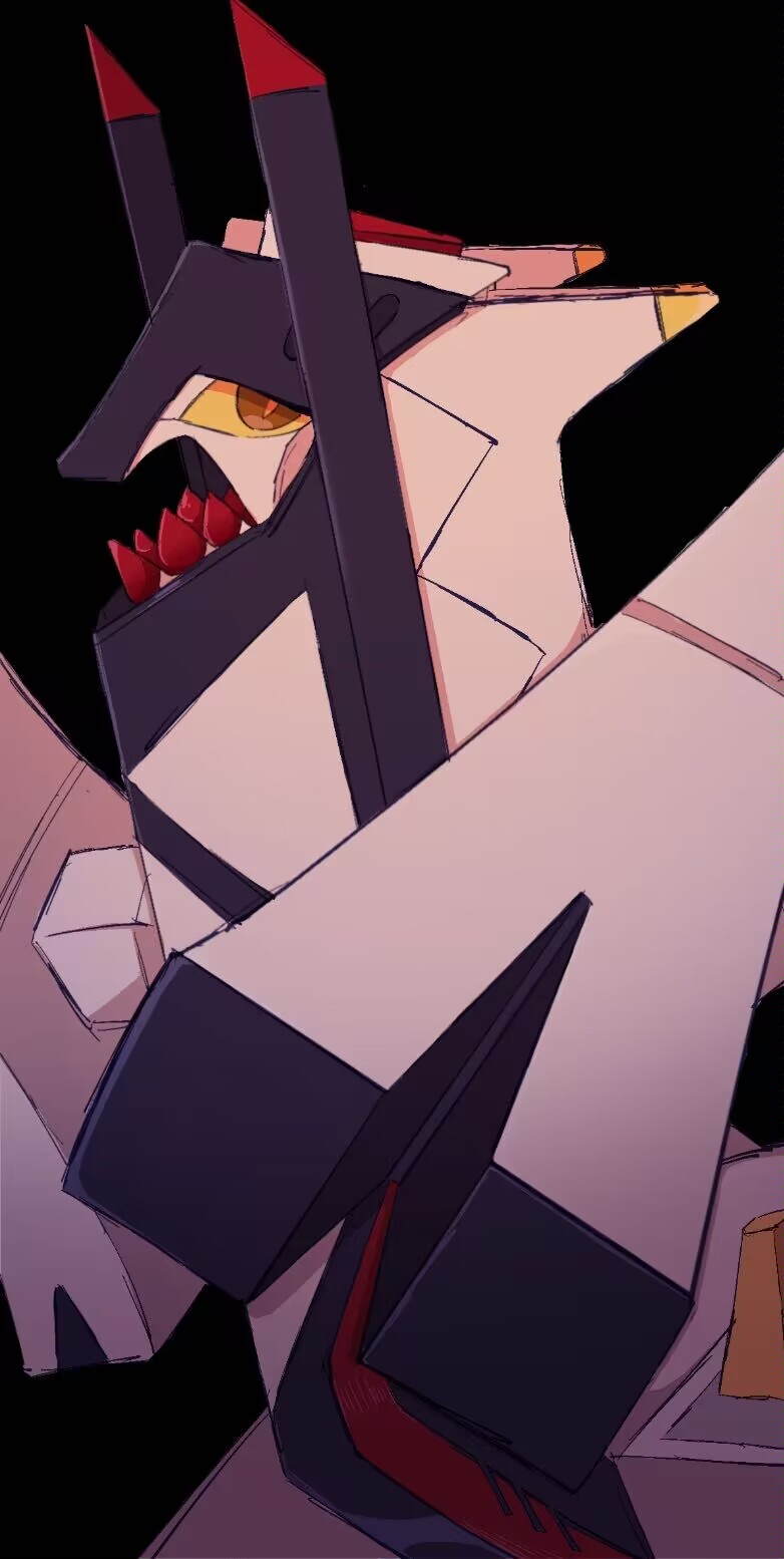 archaludon, badfish08, black_background, brown_eyes, colored_sclera, colored_teeth, commentary_request, highres