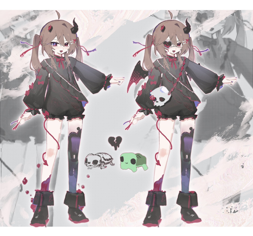 1girl, :d, ahoge, alternate_costume, alternate_hairstyle, ankle_boots, bag, black_boots