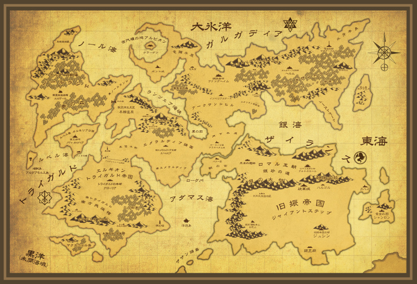 aroha_j, arohaj, compass_rose, highres, map, pixiv_fantasia, pixiv_fantasia_5, translation_request
