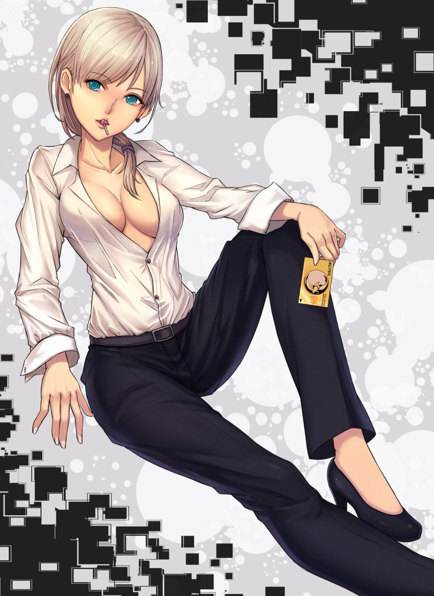 absurdres, aqua_eyes, belt, blonde_hair, blue_eyes, blush, breasts, c_(control)