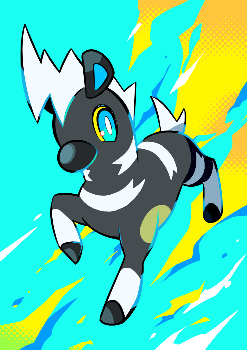 absurdres, aqua_background, aqua_eyes, blitzle, bright_pupils, colored_sclera, commentary_request, full_body
