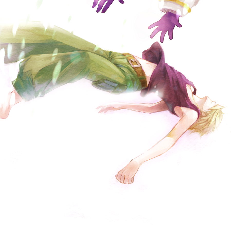 blonde_hair, falling, ivan_karelin, jacket, kame4282, letterman_jacket, male, multiple_boys, navel, purple_eyes, purple_jacket, short_hair, sky_high, superhero, tiger_&amp;_bunny, violet_eyes