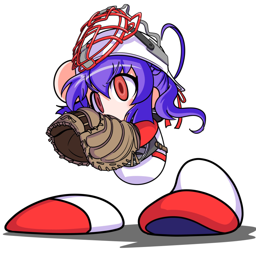 1girl, absurdres, baseball_helmet, baseball_mitt, catcher's_mask, catcher_(baseball), chest_protector, drilljapan
