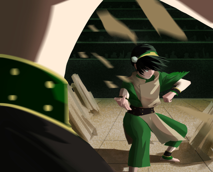 1boy, 1girl, absurdres, ankle_cuffs, audience, avatar:_the_last_airbender, avatar_legends, barefoot