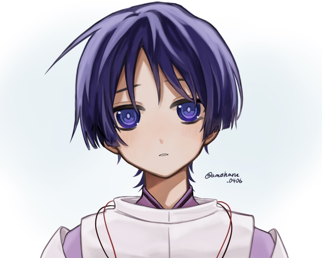 1boy, amhr_46, blunt_ends, choppy_bangs, clothing_cutout, genshin_impact, head_tilt, japanese_clothes