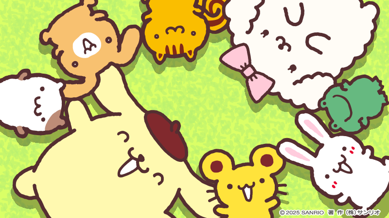 :3, animal, animal_focus, bagel_(sanrio), bow, chibi, chibi_only, circle_formation