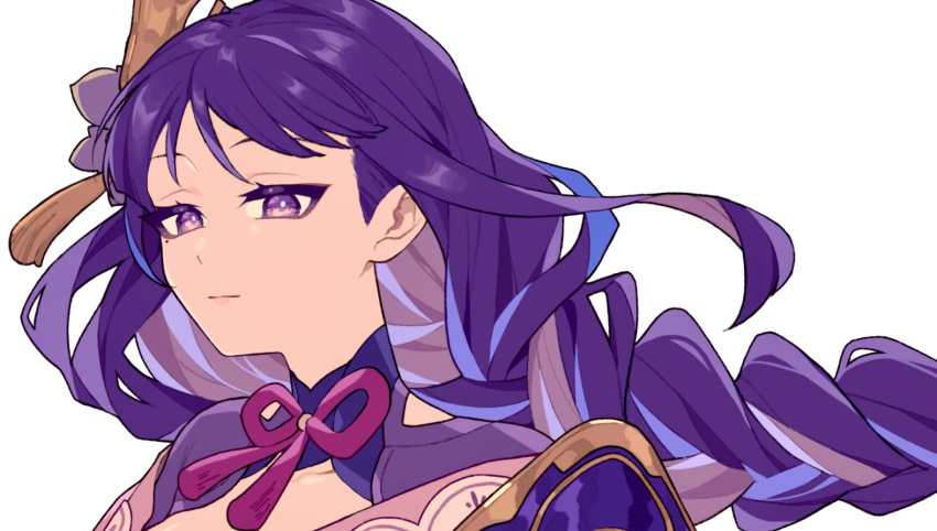 1girl, armor, blunt_bangs, braid, bridal_gauntlets, closed_mouth, clothing_cutout, commentary