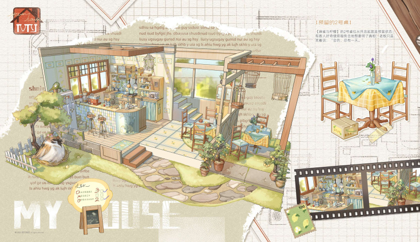 absurdly_detailed_composition, animal, baiyinan, bird_nest, birdcage, blender_(object), box, cabin