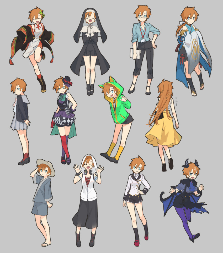 1girl, adapted_costume, animal_ear_hood, ankle_boots, arm_tattoo, ascot, asymmetrical_shorts, black_boots