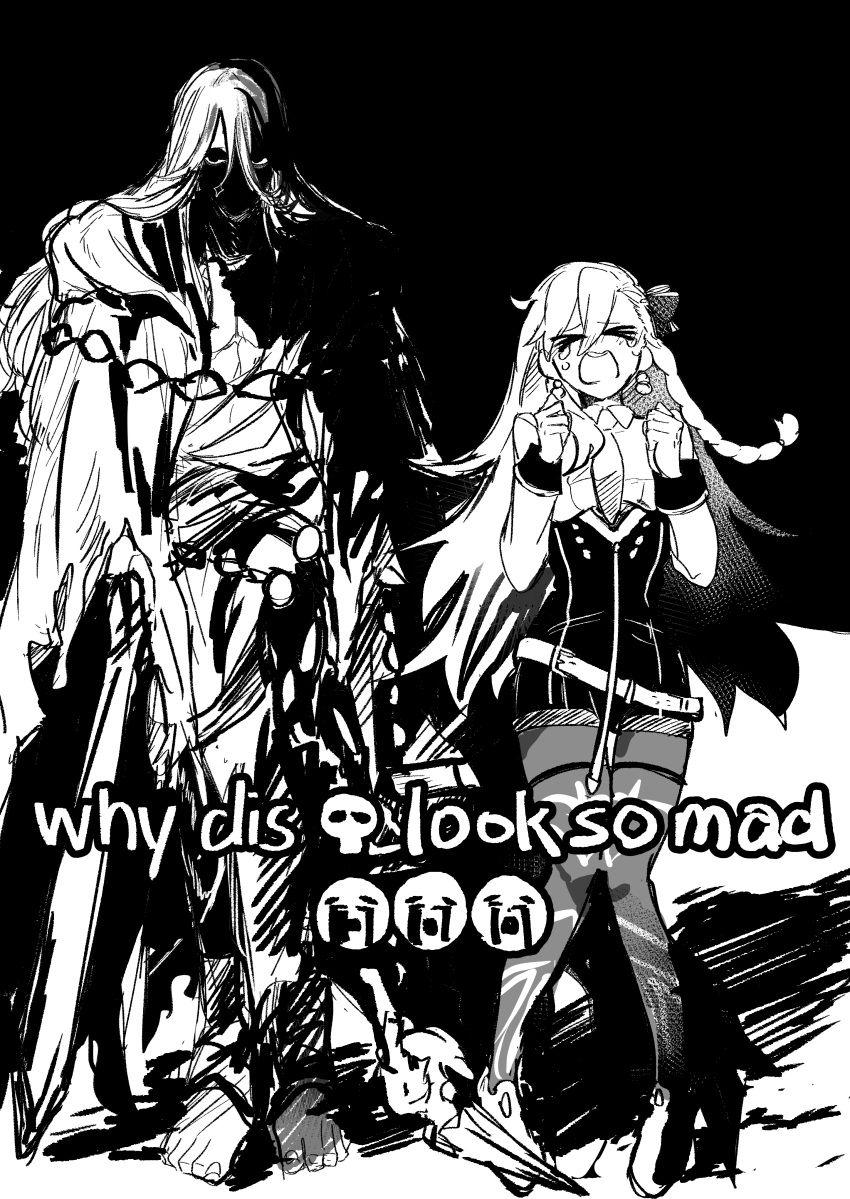 absurdres, azrael_(grand_assassin)_(fate), barefoot, bow, braid, chain, closed_eyes, commentary_request