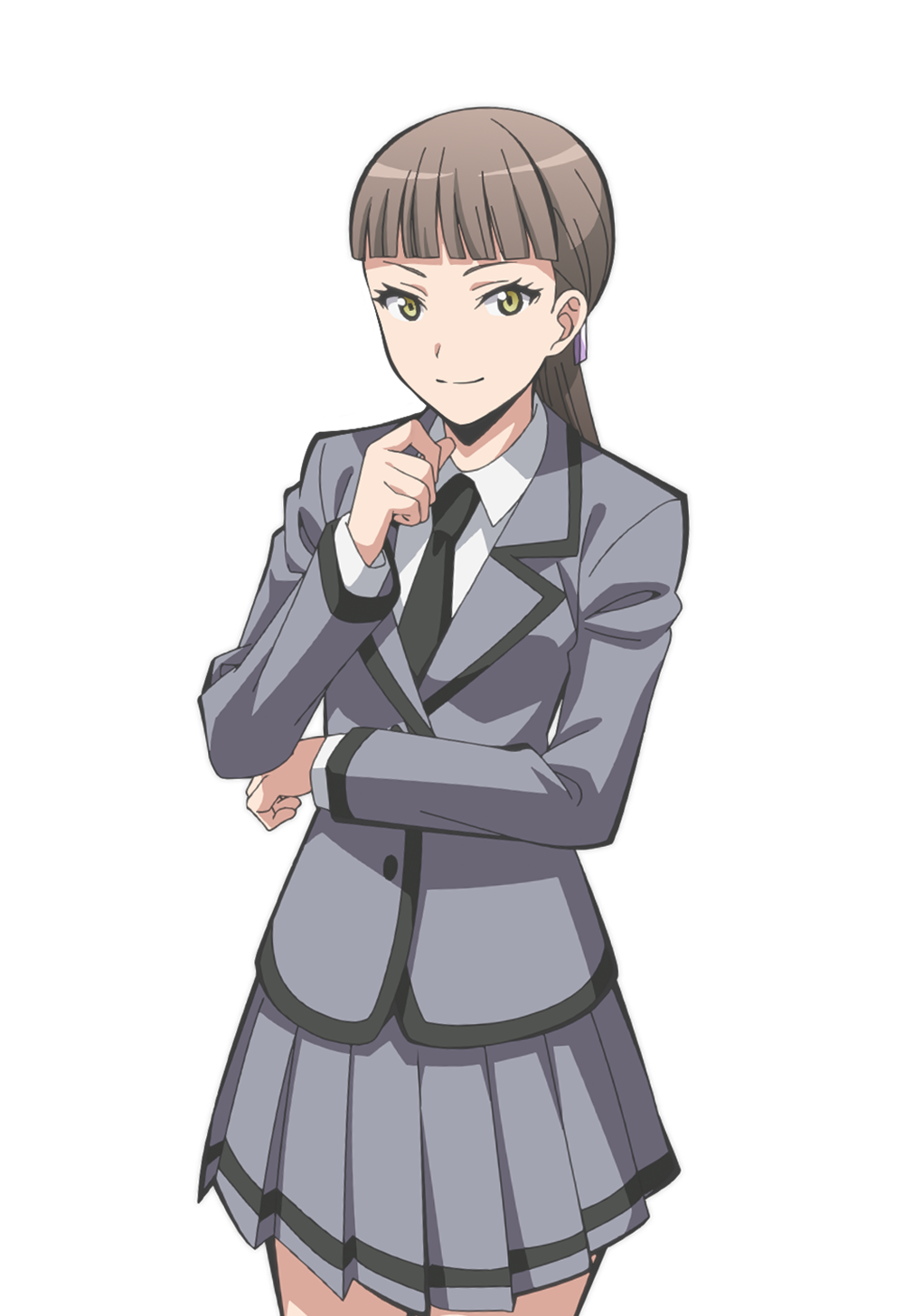 1girl, anime_coloring, ansatsu_kyoushitsu, black_necktie, breasts, brown_eyes, brown_hair, closed_mouth