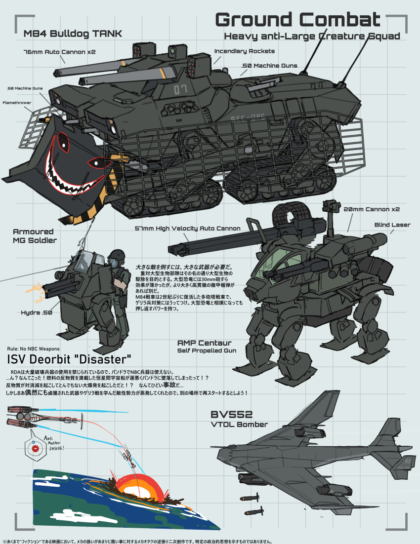 1boy, absurdres, aircraft, airplane, alternate_design, amp_suit, autocannon, bomb