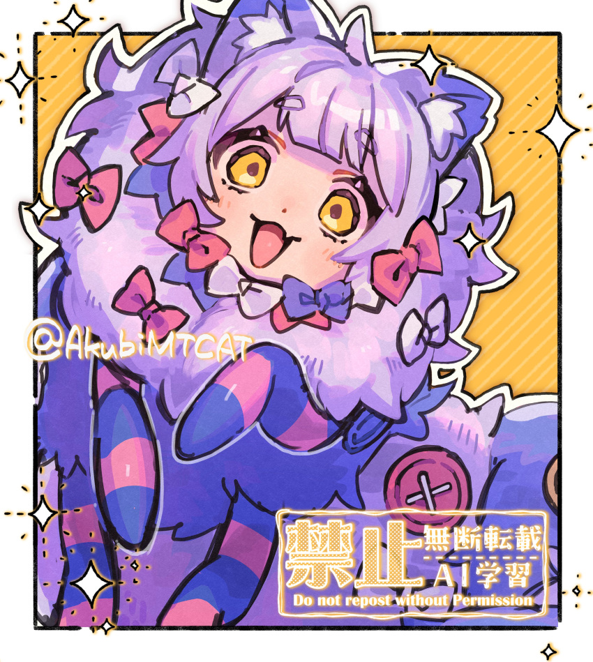absurdres, animal_ear_fluff, animal_ears, bow, commentary_request, fang, hair_bow, highres