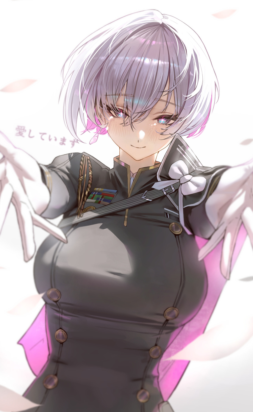 1girl, absurdres, cape, colored_inner_hair, commentary_request, gloves, goddess_of_victory:_nikke, grey_hair