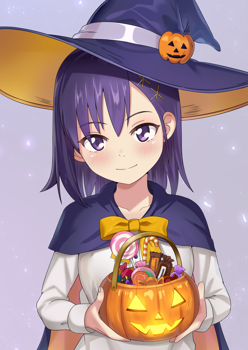 1girl, absurdres, candy, cape, food, gabriel_dropout, halloween, halloween_costume