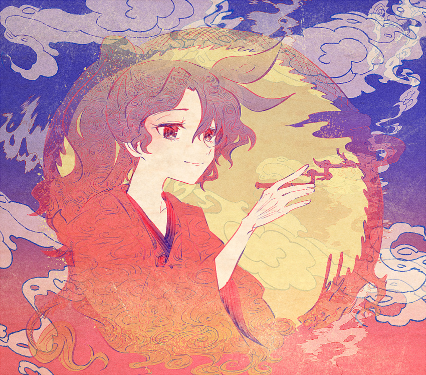 1girl, commentary_request, holding, holding_smoking_pipe, itomugi-kun, japanese_clothes, karakusa_(pattern), kimono