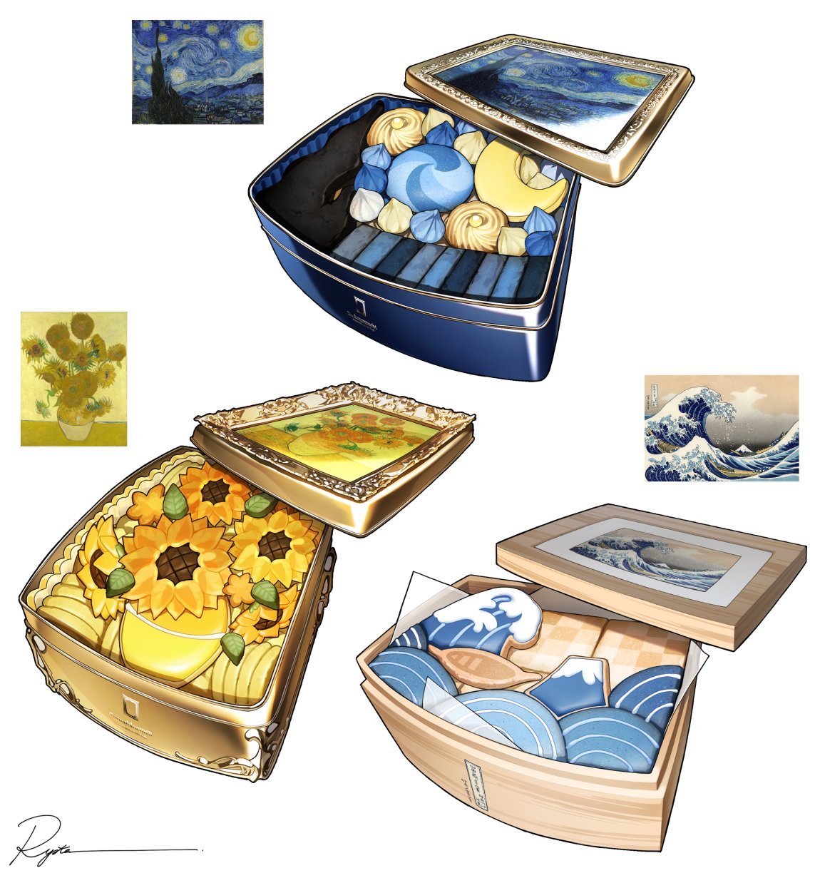 biscuit_(bread), box, commentary, cookie, fine_art_parody, food, food_focus, foodification