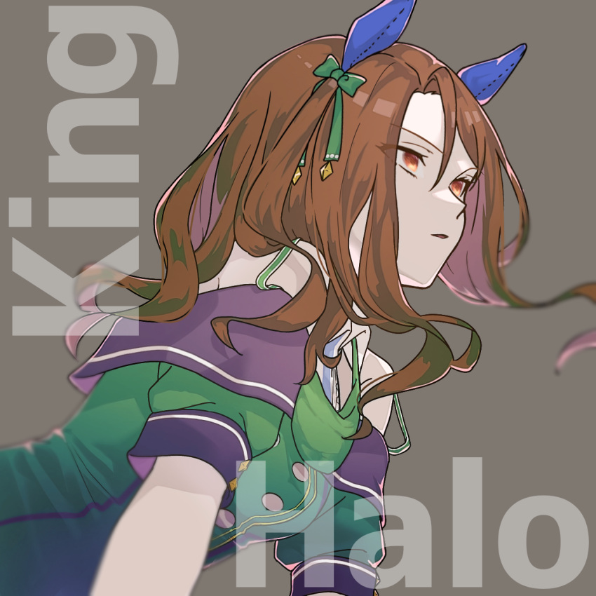 1girl, animal_ears, bow, brown_hair, buttons, character_name, commentary_request, double-breasted