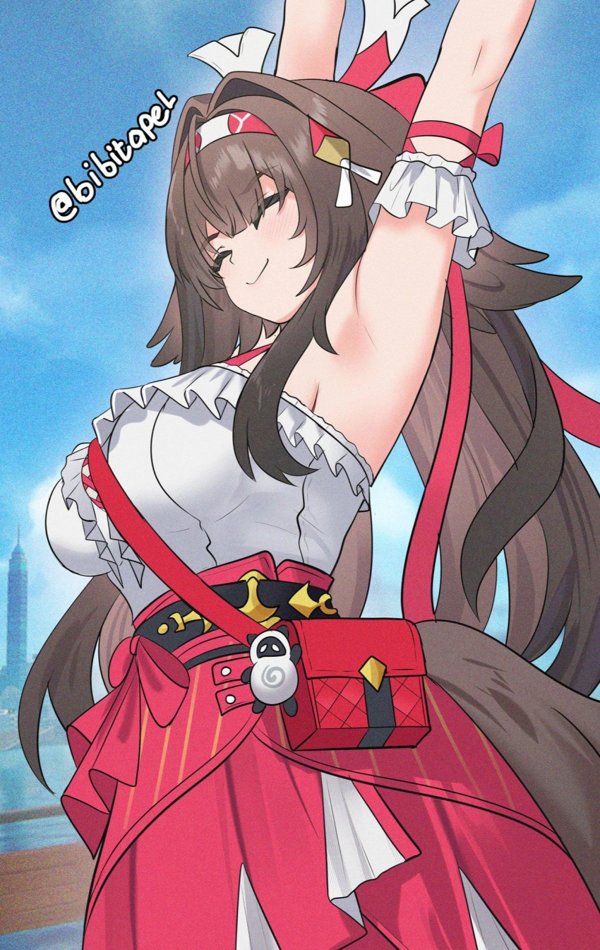 1girl, alternate_costume, animal_ears, long_hair, stretching, ye_shunguang, ye_shunguang_(touch_of_dawnlight), zenless_zone_zero
