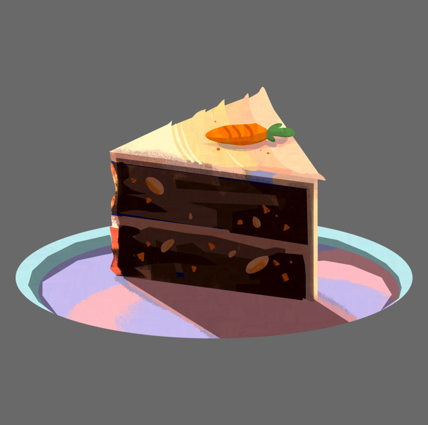 absurdres, cake, cake_slice, carrot_cake, commentary, english_commentary, food, food_focus
