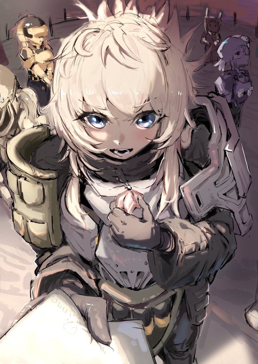 5girls, armor, blonde_hair, blue_eyes, gloves, goddess_of_victory:_nikke, highres, holding