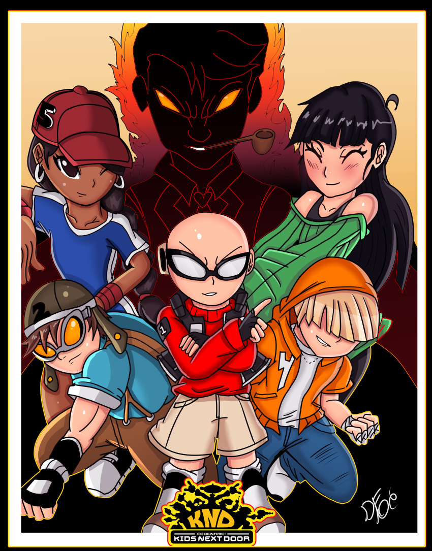 absurdres, asian, baggy_clothes, bald, blonde_hair, cartoon_network, codename:_kids_next_door, dark_skin