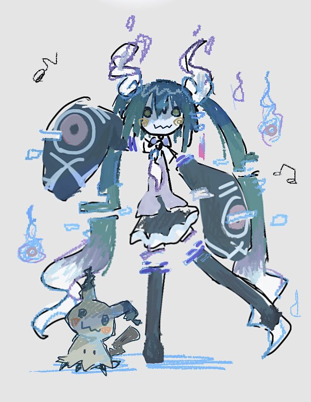 1girl, blue_hair, blush, colored_skin, detached_hair, detached_legs, detached_sleeves, ghost_miku_(project_voltage)