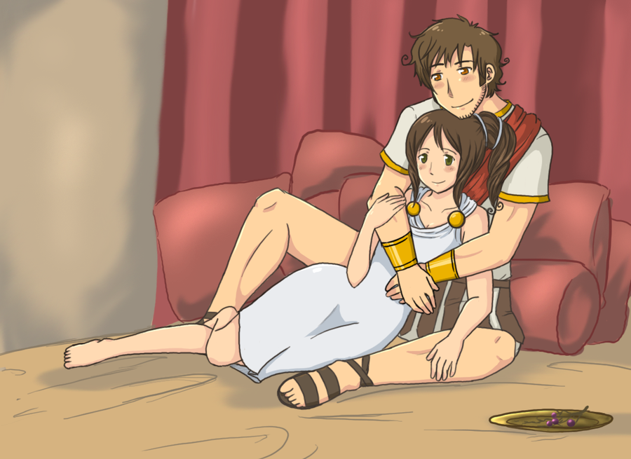 ancient_greece_(hetalia), axis_powers_hetalia, couple, hug_from_behind, rome_(hetalia), tagme