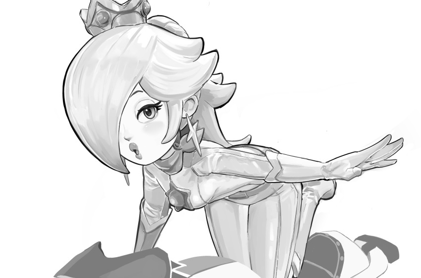 1girl, :o, absurdres, biker_clothes, biker_rosalina, bikesuit, bodysuit, brooch