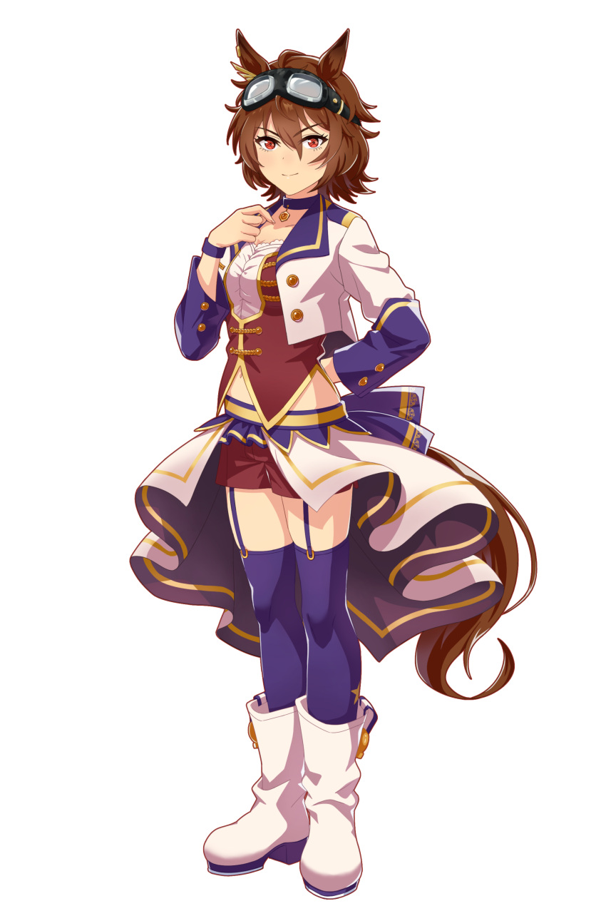 absurdres, agnes_flight_(racehorse), animal_ears, blush, bodice, breasts, brown_hair, choker