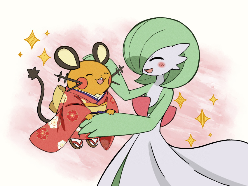 1girl, :3, ^_^, absurdres, arms_up, blush, blush_stickers, bob_cut