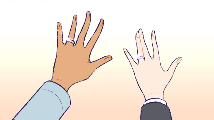 2girls, commentary_request, fingernails, gradient_background, gundam, gundam_suisei_no_majo, hand_focus, highres