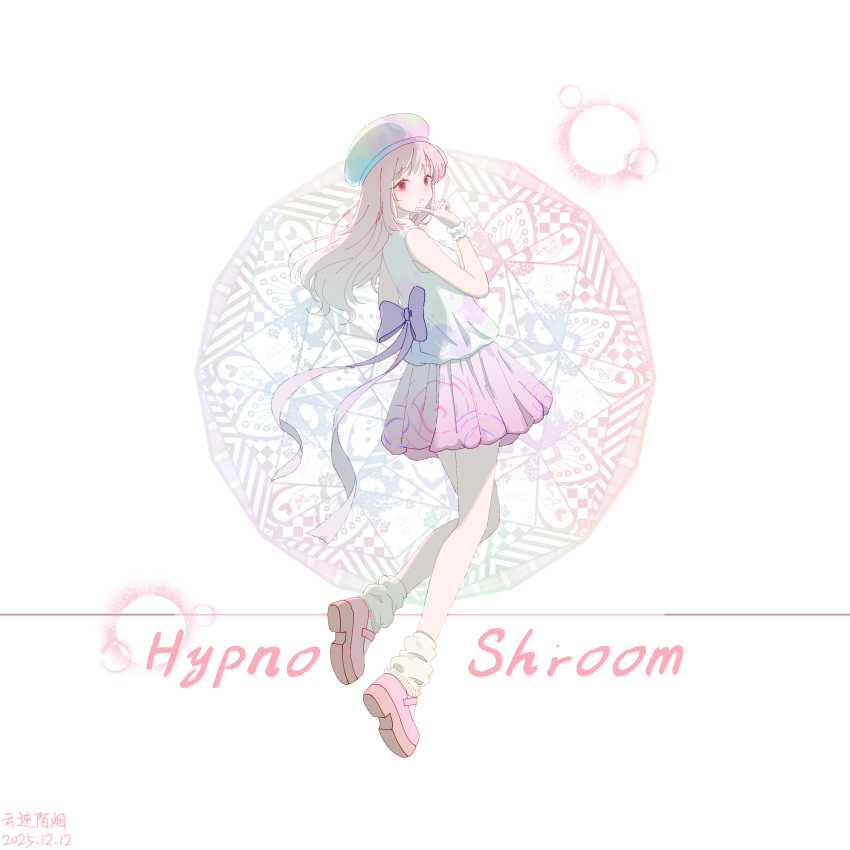 1girl, 2025, absurdres, ankle_socks, back_bow, bare_arms, bare_legs, bare_shoulders