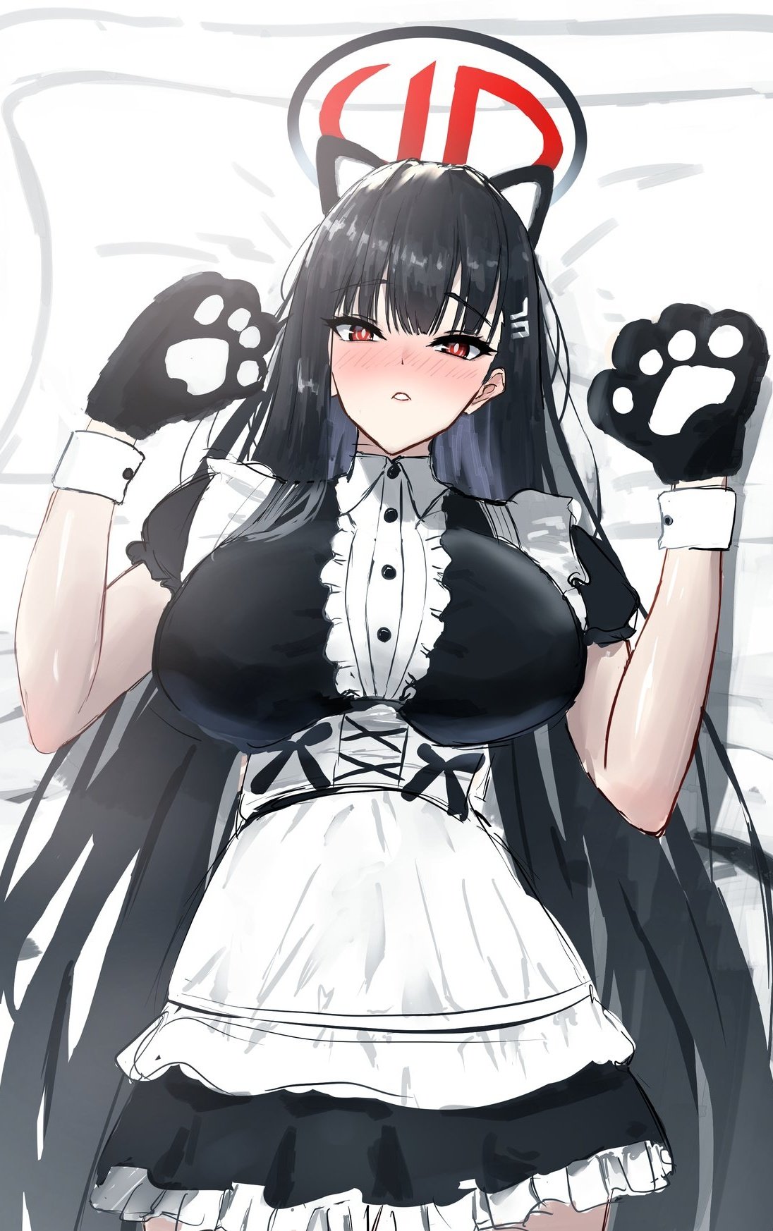 1girl, alternate_costume, animal_ears, asao_(asaomm12345), black_hair, blue_archive, breasts, bright_pupils