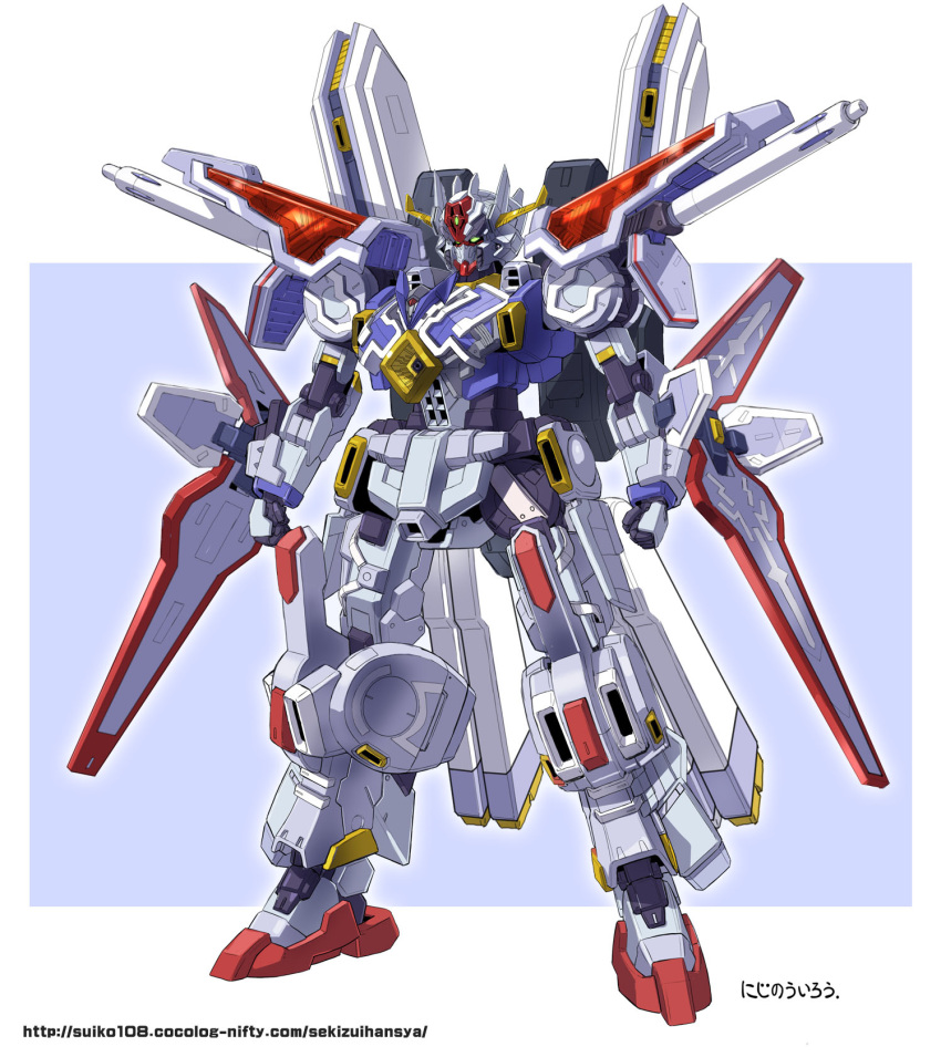 border, commentary_request, green_eyes, gundam, gundam_thunderbolt, highres, mecha, mecha_focus