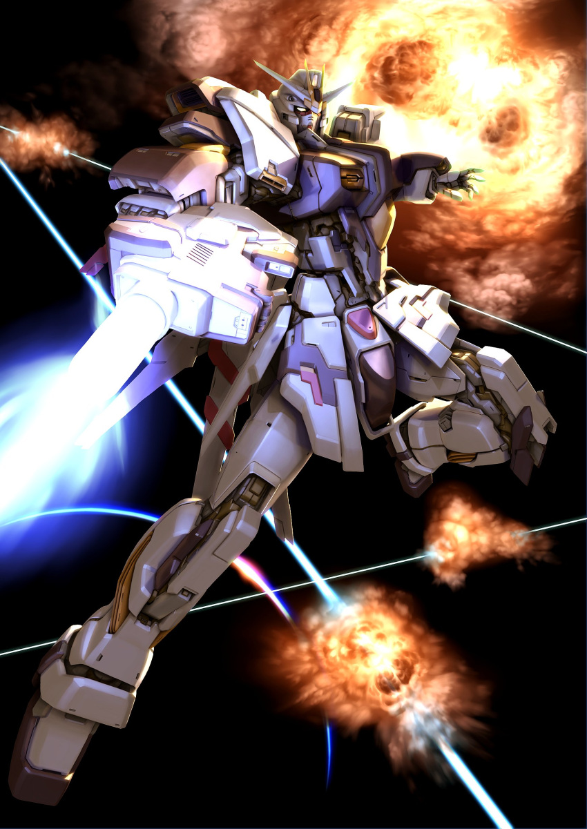 beam, beam_rifle, explosion, gun, gundam, gundam_seed, gundam_seed_a-star, highres
