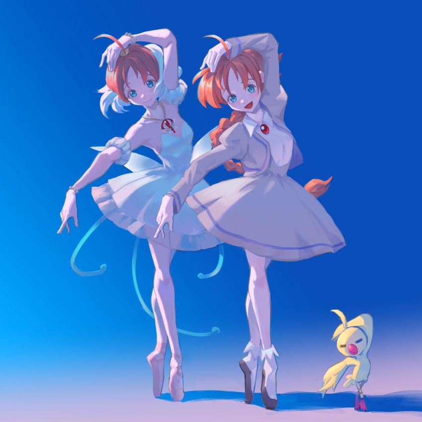 2girls, absurdres, ahiru_(duck)_(princess_tutu), ahiru_(princess_tutu), ahoge, bakage, ballerina, ballet