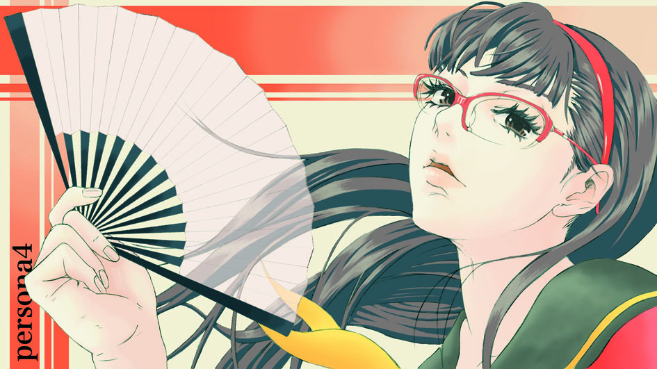 amagi_yukiko, black_hair, brown_eyes, face, fan, folding_fan, gami, gami_(n09)