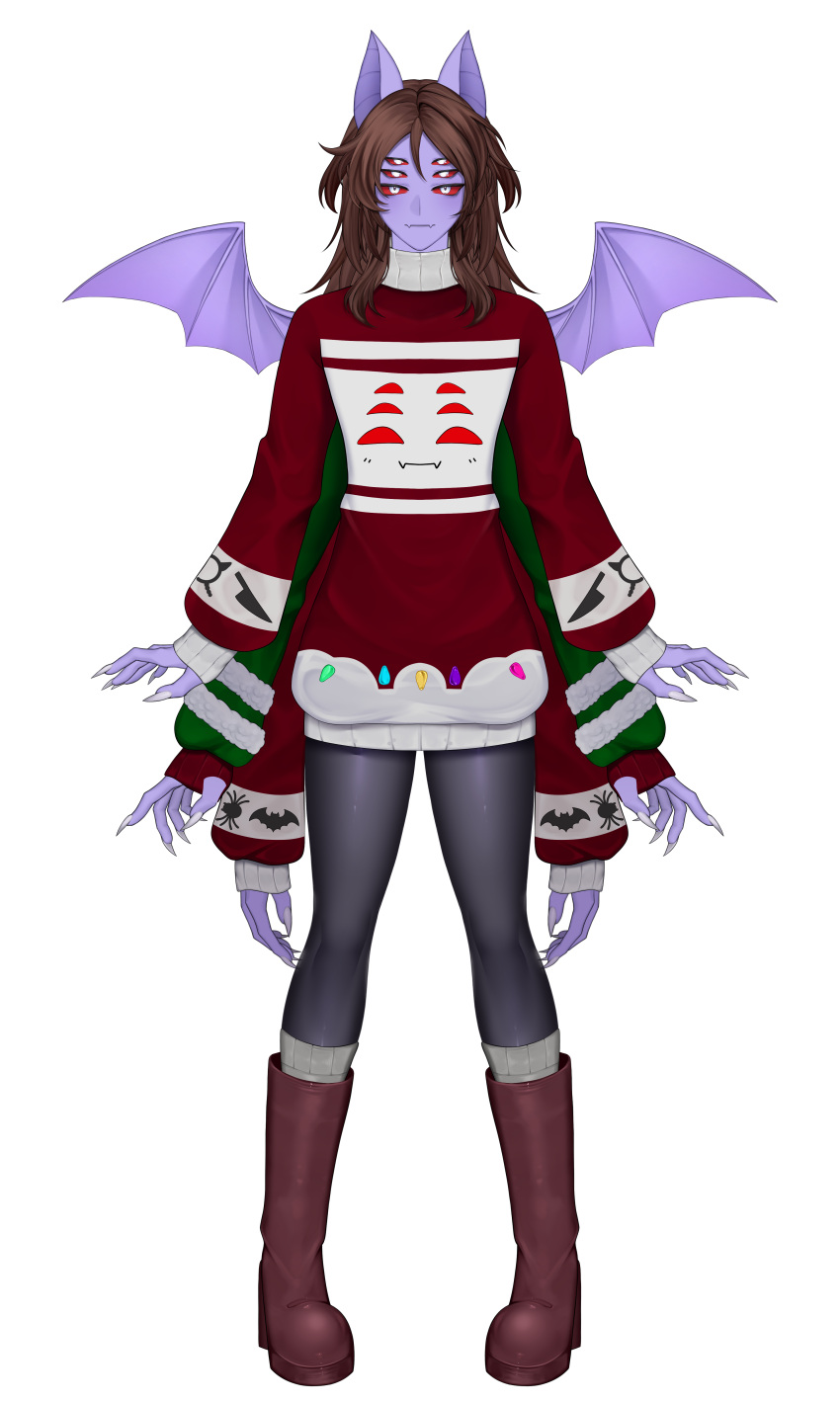 absurdres, animal_ears, animal_print, bat_boy, bat_ears, bat_print, boots, brown_boots