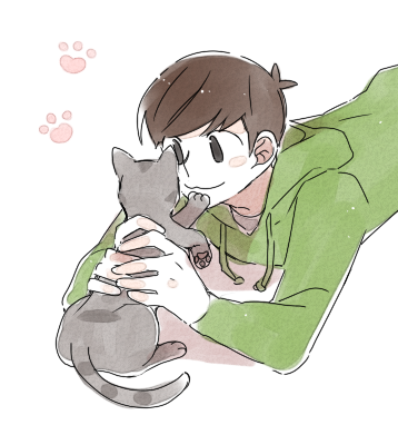 1boy, :3, animal, animification, antenna_hair, blush_stickers, brown_eyes, brown_hair
