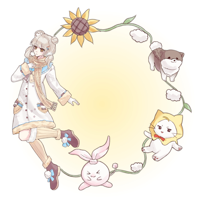 >_<, 1girl, absurdres, ahoge, animal, blonde_hair, blue_bow, blue_sailor_collar