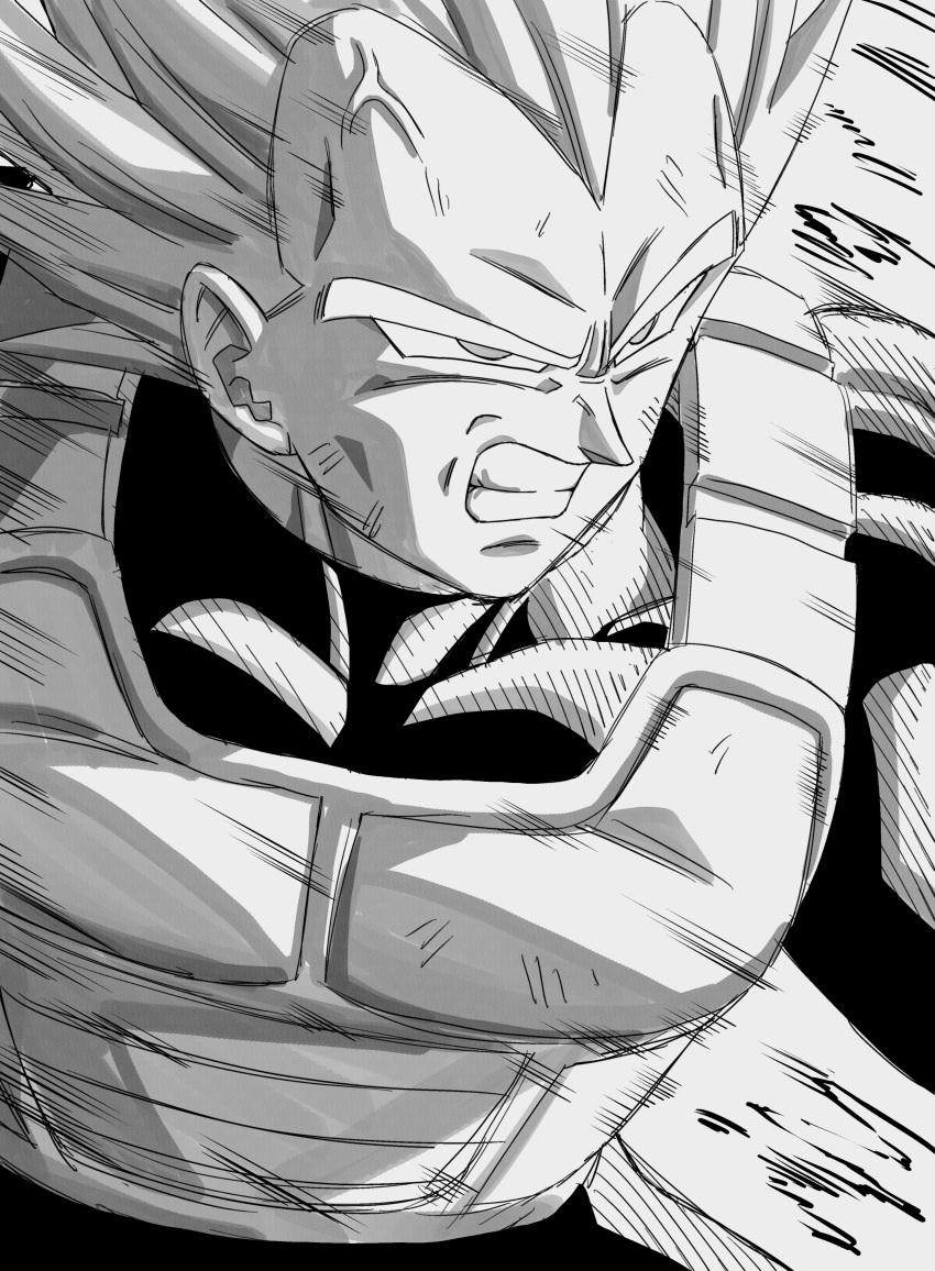 1boy, absurdres, anger_vein, armor, bodysuit, clenched_teeth, dragon_ball, dragon_ball_z