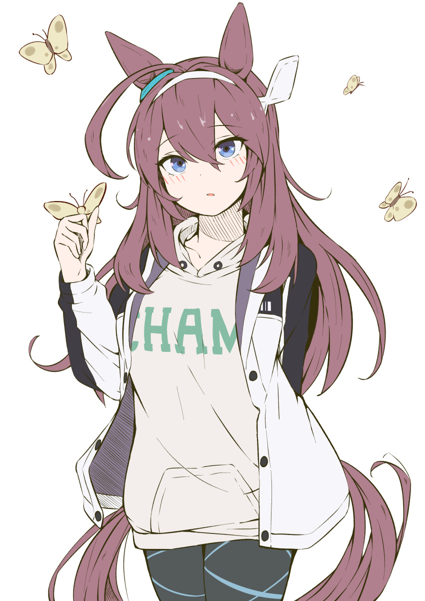 1girl, absurdres, ahoge, animal_ears, arm_behind_back, black_pantyhose, blue_eyes, blush